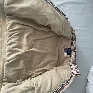 Beige Fleece Jacket with Plaid Lining